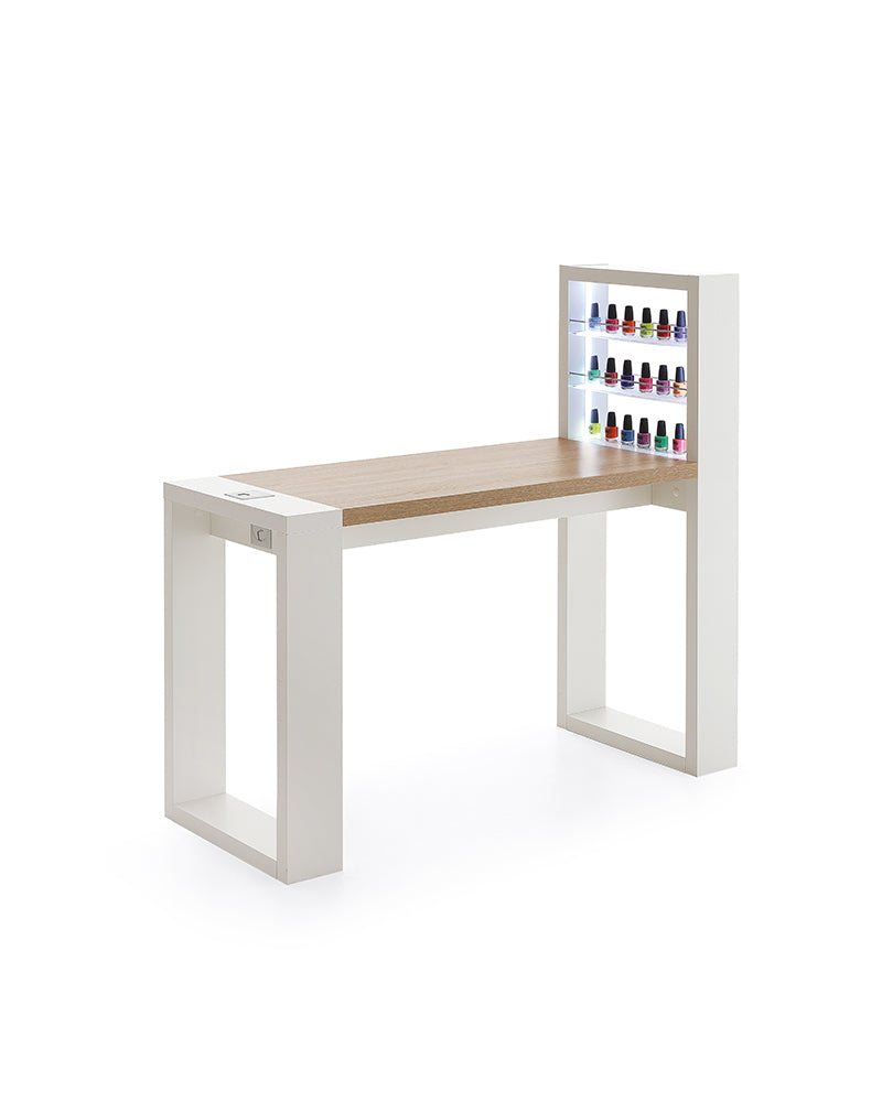 Living - Wit nageltafel met LED-licht - Ingebouwde kast - Zonder afzuiging